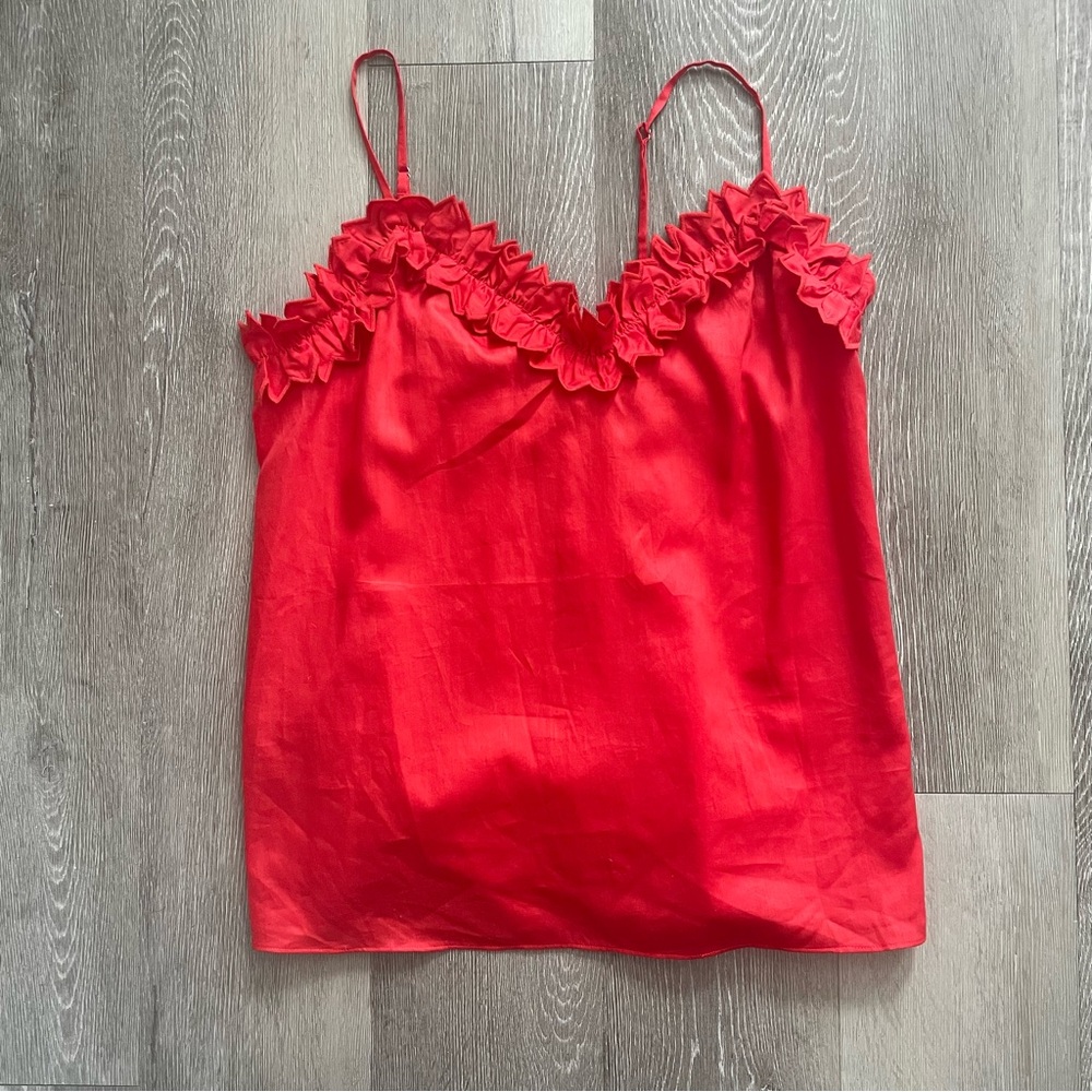 Rebecca Taylor Red Petal Flower Appliqué Camisole